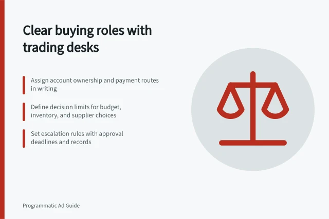 Clear buying roles with trading desks: Assign account ownership and payment routes in writing; Define decision limits for budget, inventory, and supplier choices; Set escalation rules with approval deadlines and records. Agreeing on buying responsibilities with a trading desk